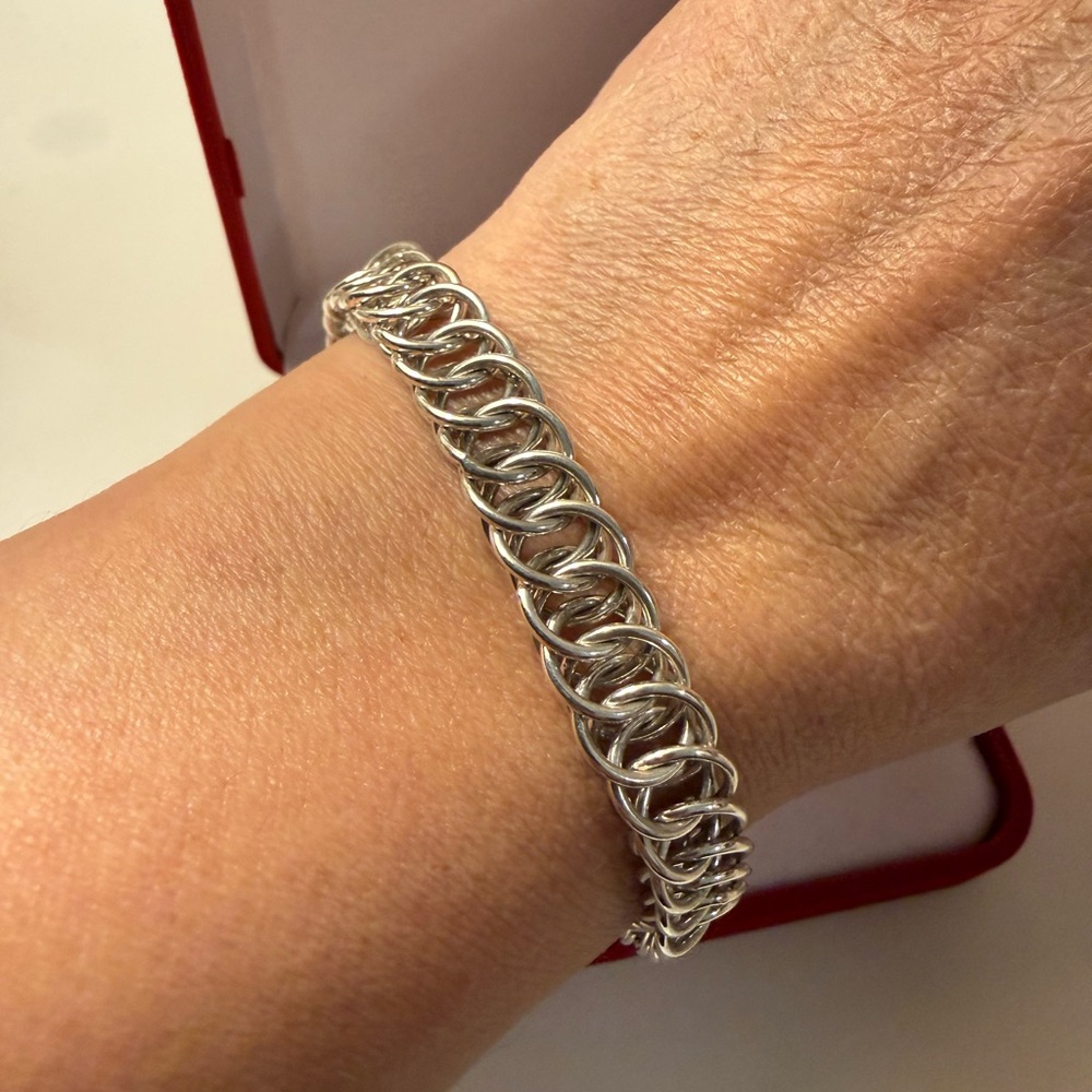 Peruvian Silver Knit Link Bracelet 7.5” NWOT